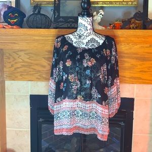 💗3/$12💗 Knox Rose Women’s Sheer Flowy Floral Boho Blouse